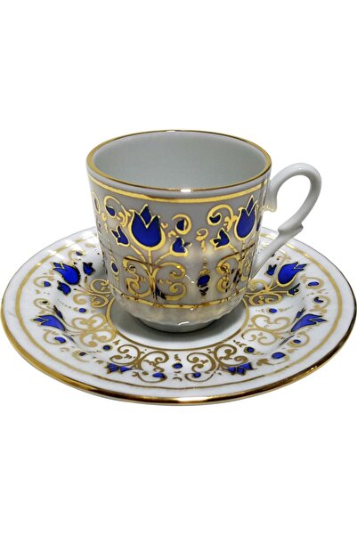 Armada Çini Ar 684 Cobalt Tulip Gold Gilt 6-Piece Cup Set