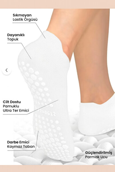 NF ND ENEFENDİ Нековзні унісекс білі шкарпетки для йоги, пілатесу та тавафу | Зручні дихаючі спортивні шкарпетки