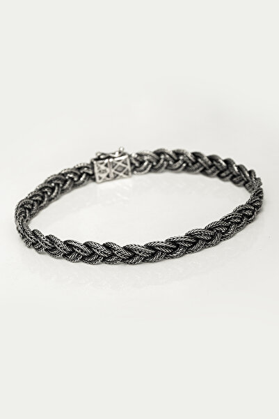 ALYANSEVİM Saç Örgüsü Hasır 925 Gümüş Bileklik Künye