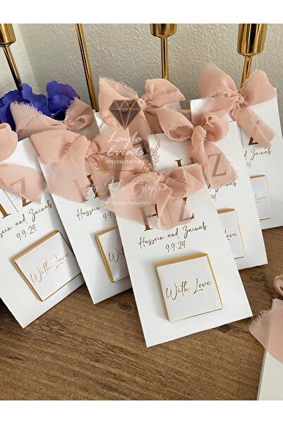 LAYLAEVENTS Düğün, Söz, Nişan ,bebek Süslenmiş Kartlı Çikolata-20 Adet