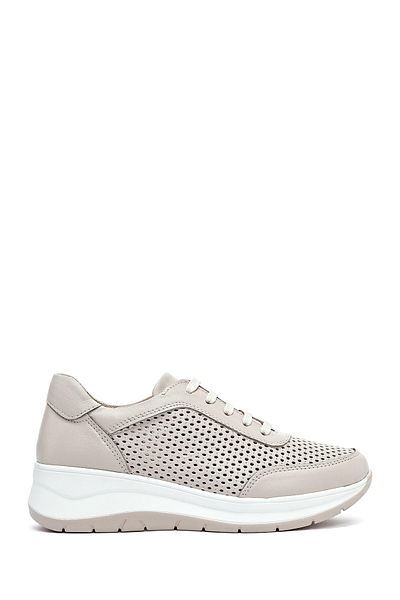 Derimod Women's Cream Lace-Up Thick Sole Leather Sneaker 25Sfd501718