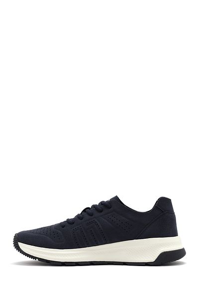 Derimod Men's Navy Blue Lace-Up Nubuck Leather Sneaker 25Sfd7600V3