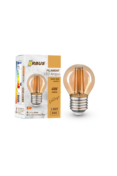 ORBUS G45 En Küçük Top E27 Duy Amber Sarı Işık Dekoratif Led Ampul