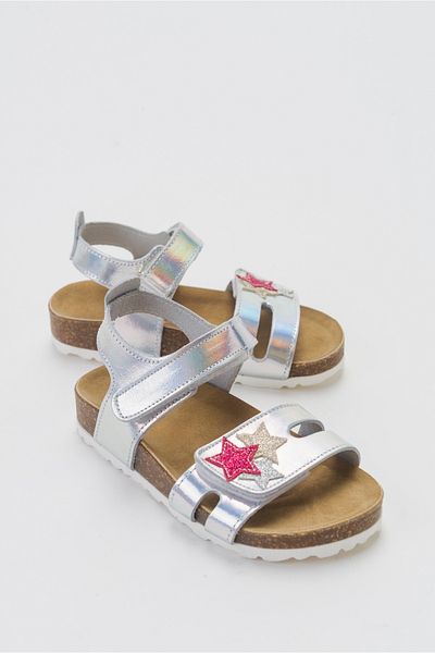 mnpc Girl's Silver Genuine Leather Daily Children's Sandals