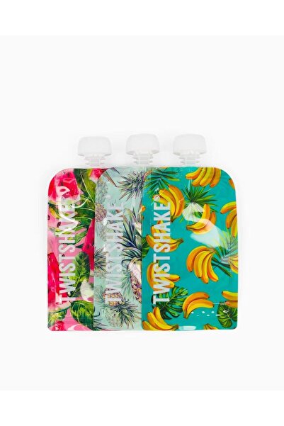 Twistshake Ananas Karpuz Muz Desenli Sıkmalı 3’lü Mama Poşeti 220 ml