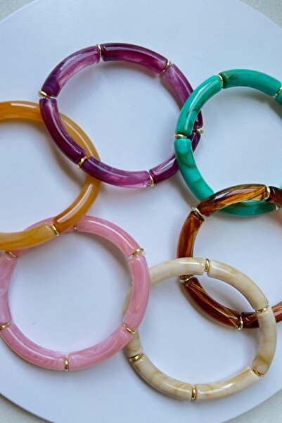 lumosart Renkli Boru Boncuklu El Yapımı Kadın Bileklik