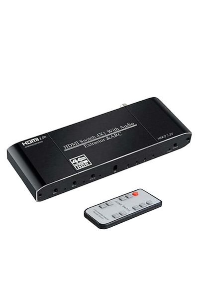 HOPE R HDMI 2.0 switch, 4 inputs and 1 output, HDCP 2.2, 4K@60Hz, outputs: Toslink, Coaxial, Jack 3.5mm L/R,