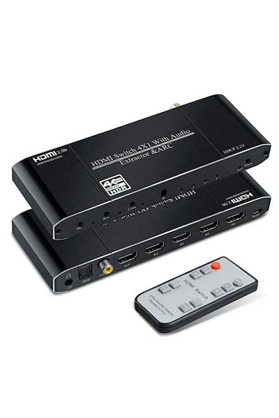 HOPE R HDMI 2.0 switch, 4 inputs and 1 output, HDCP 2.2, 4K@60Hz, outputs: Toslink, Coaxial, Jack 3.5mm L/R,