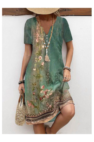 Kokosh moda Γυναικείο φλοράλ φόρεμα μίντι σε χαλαρή γραμμή