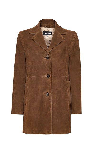 Derimod Pamela Women's Brown Suede Leather Coat 25Sgd53041B