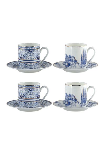 Lucky Art Florance Bone 4-Piece Coffee Cup Set