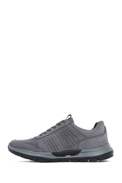 Derimod Men's Gray Lace-Up Nubuck Leather Casual Shoes 25Sfd6413V3