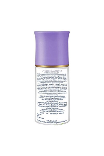 YARDLEY English Lavender Deodorant Roll On 50ml – Long-Lasting Freshness