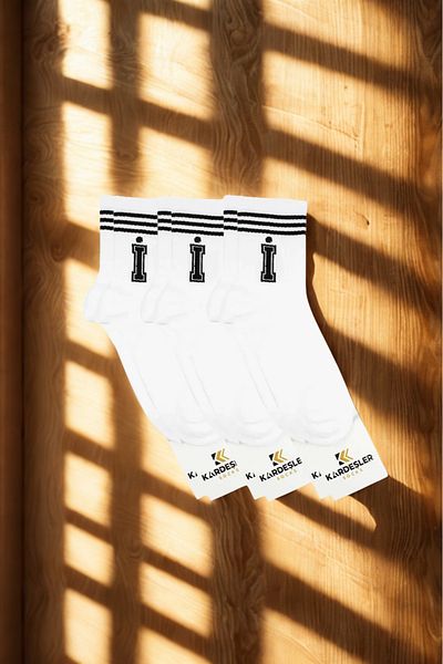 KARDEŞLER ÇORAP Unisex Letter Patterned Tennis Socks - 3 Pairs