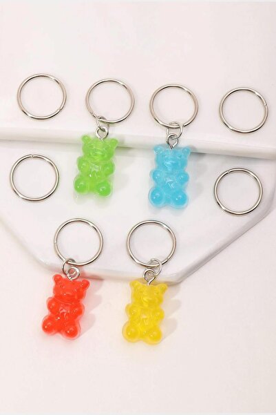 New Obsessions Set of 8 Hair Earrings with Jelly Bear Figure
