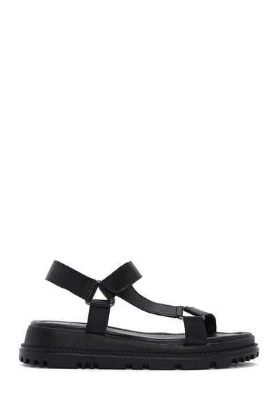 Derimod Women's Black Ankle Strap Leather Comfort Sandals 25Sfd 300318