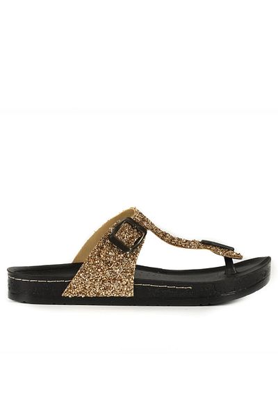 Esem Sl-Z0450 Women's Gold Glitter Slippers Sports Shoes