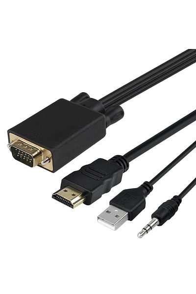 HOPE R VGA male to HDMI male converter cable with audio and USB, 3m, black