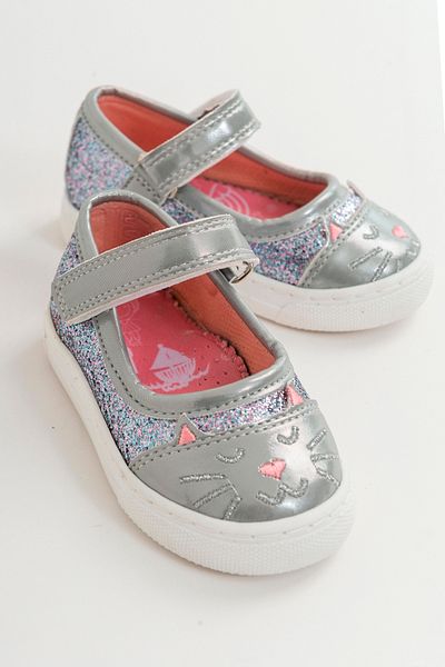 mnpc Girl's Gray Orthopedic Supported Ballerinas with Cat