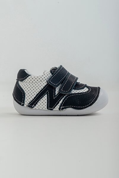 mnpc Unisex Children's Navy Blue Leather First Step Shoes with Orthopedic Support