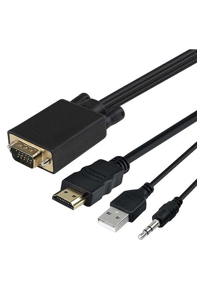 HOPE R VGA male to HDMI male converter cable with audio and USB, 1.8m, black