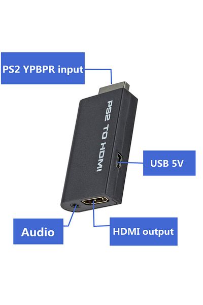 HOPE R PS2 console adapter with HDMI output and 3.5mm audio jack, HOPE R