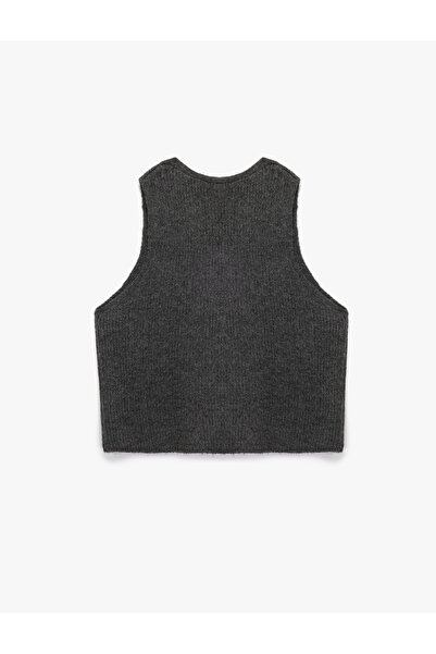 Koton Crop V Yaka Kolsuz Düğmeli Basic Triko Yelek
