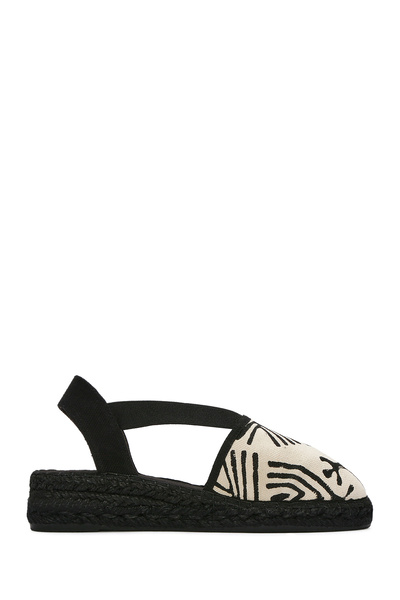 Derimod Kastamonu Stone Print Women's Black Patterned Espadrille 25Sfd20816F