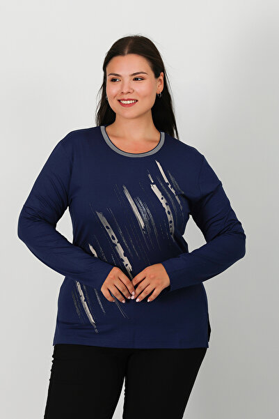 Lanze Bluză din bumbac pieptănat cu aplicații de pietre și imprimeu