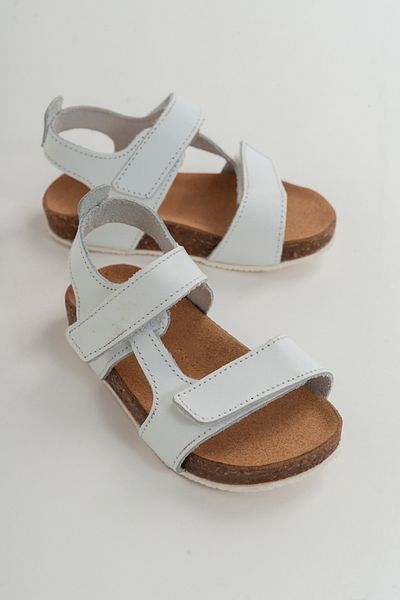 mnpc Boy's White Leather Orthopedic Supported Children's Sandals