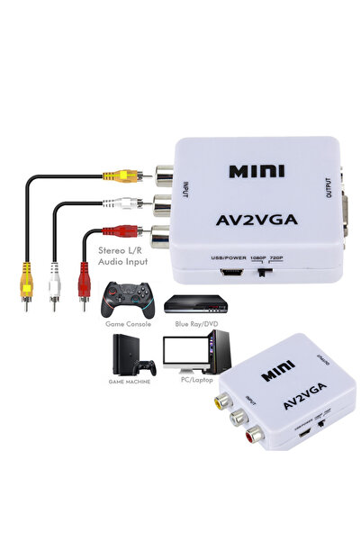 HOPE R Mini convertor AV(RCA) to VGA, 1080p, video and audio stereo, HOPE R