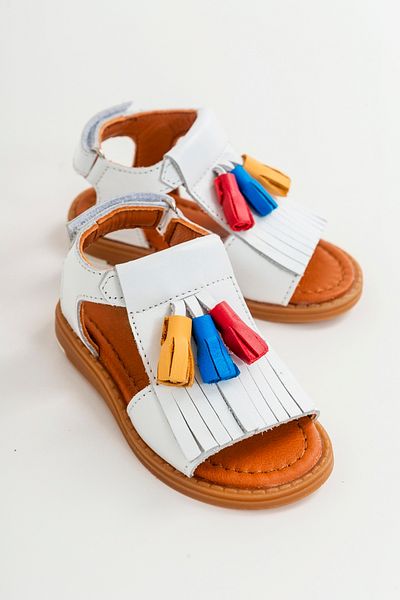 mnpc Girl's White Leather Orthopedic Supported Children's Sandals