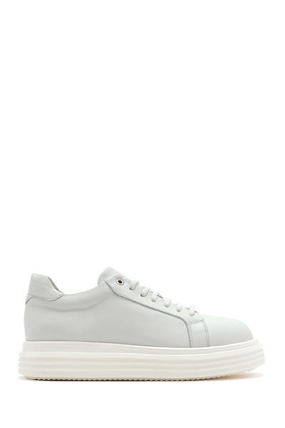 Derimod Men's White Thick Sole Lace-Up Leather Sneaker 25Sfd 654118