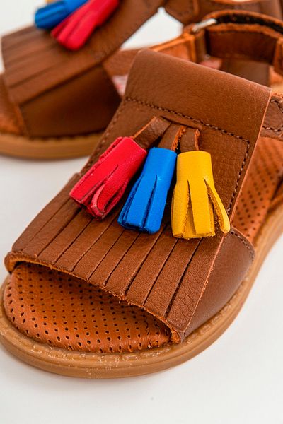 mnpc Girl's Tan Leather Orthopedic Supported Children's Sandals