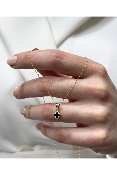 DİAMİNE PIRLANTA 14 Ayar Altın Mini Yonca Kolye