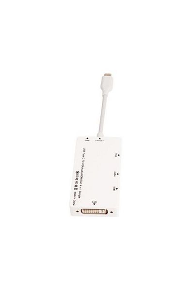 HOPE R 6 in 1 USB 3.1 Type-C Hub to HDMI, DVI, VGA, USB 3.0, audio, network charging port, white, HOPE R