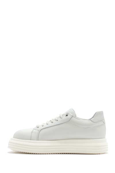 Derimod Men's White Thick Sole Lace-Up Leather Sneaker 25Sfd 654118