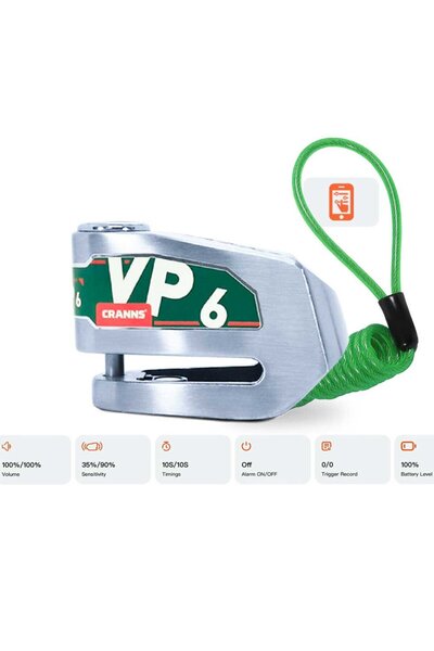Cranns VP6 Alarmlı Disk Kilidi Bluetooth App Kontrollü Motosiklet Bisiklet 30...