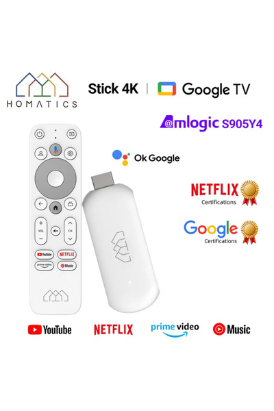Homatics 4K TV Stick | Lisanslı Google TV | 2GB RAM 32GB Hafıza | Android Media Player
