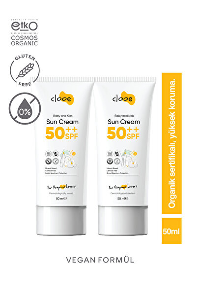 clooe 2 Pack Organic Vegan Hypoallergenic Gluten Free 50 Spf Sunscreen (50ml)...