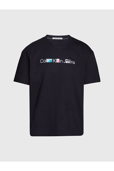 Calvin Klein Erkek Marka Logolu Bisiklet Yakalı Yumuşak Pamuklu Günlük Kullanıma Uygun Siyah T-shirt
