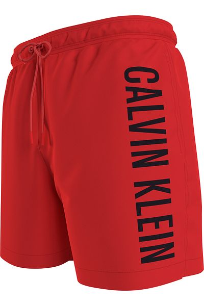 Calvin Klein Men's Brand Logo Quick Drying Polyster Suitable for Beach and Sea Use Red-Black