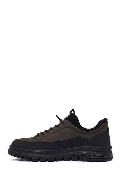 Derimod Men's Gray Lace-Up Nubuck Leather Casual Shoes 24Wfd6767V3