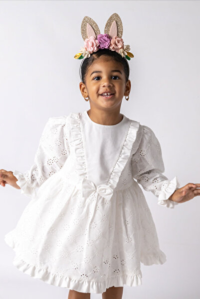 Le Mabelle Rochie Fisto pentru fete cu maneca lunga alba - Adele