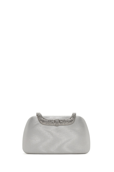 Derimod Women's Silver Long Chain Strap Stone Evening Dress Mini Portfolio Bag 25Sbd27036F