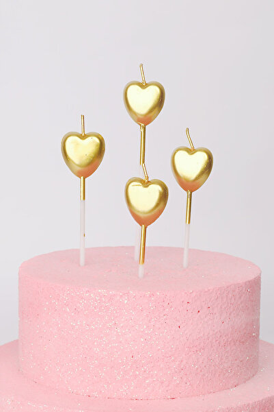 Le Mabelle Gold 4-Piece Heart Candle