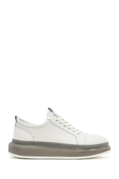 Derimod Men's White Thick Sole Lace-Up Leather Sneaker 25Sfd 691418