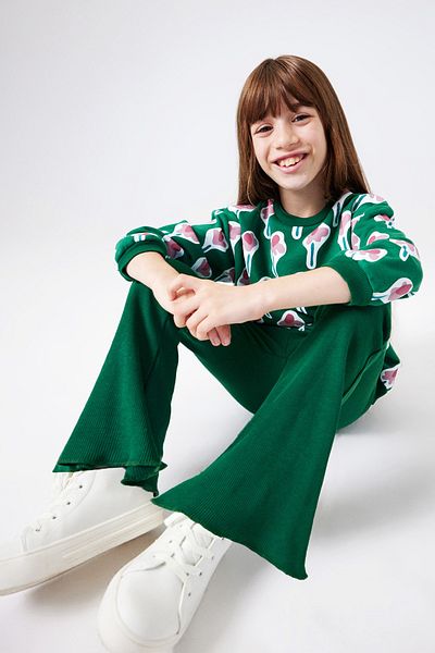 Le Mabelle Gemma Green Floral Patterned Girl's Tracksuit Set