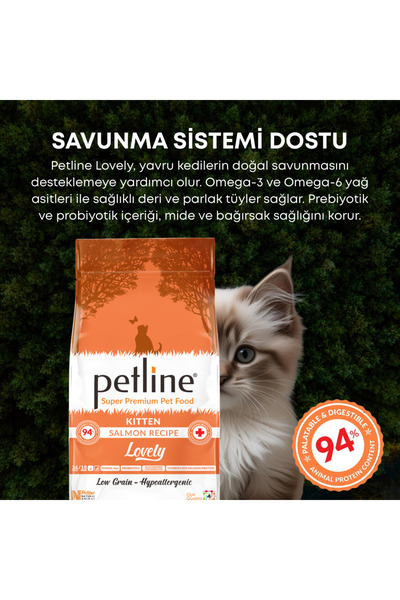 Petline Omega 3&6 Deposu, Glukosaminli, Probiyotikli Yavru ve Yetişkin Kedi Maması 1,5kg - Lovely
