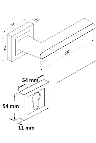 almital mobilya aksesuarları furniture accessories Lusso Siyah Kare Rozetli Kapı Kolu Lüks Oda Kapı Kolu